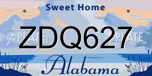 ZDQ627 Alabama License Plate