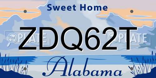 ZDQ62T Alabama License Plate