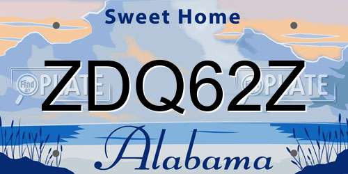 ZDQ62Z Alabama License Plate