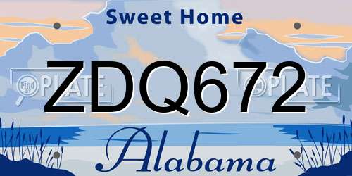 ZDQ672 Alabama License Plate