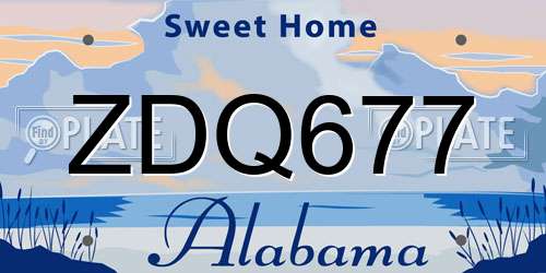 ZDQ677 Alabama License Plate