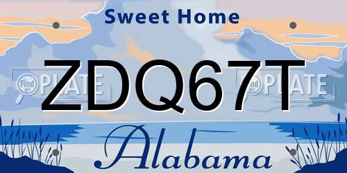 ZDQ67T Alabama License Plate
