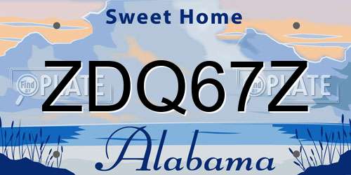 ZDQ67Z Alabama License Plate