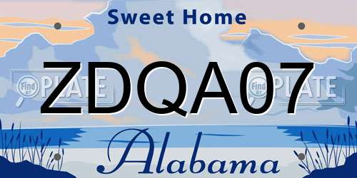 ZDQA07 Alabama License Plate