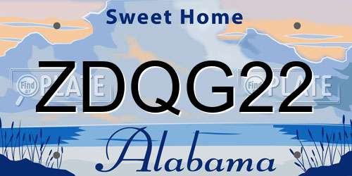 ZDQG22 Alabama License Plate