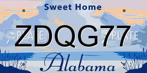 ZDQG77 Alabama License Plate