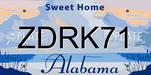 ZDRK71 Alabama License Plate