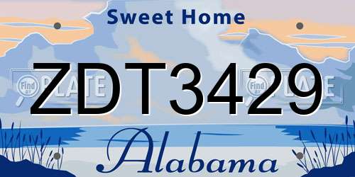 ZDT3429 Alabama License Plate