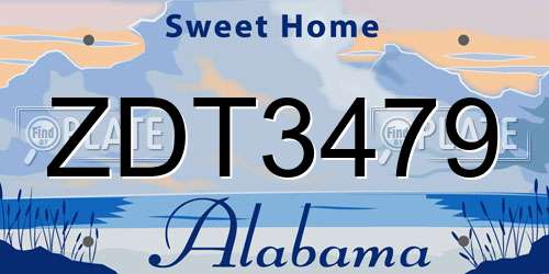 ZDT3479 Alabama License Plate