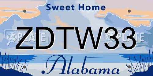 ZDTW33 Alabama License Plate