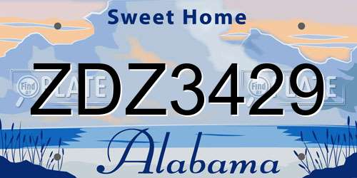 ZDZ3429 Alabama License Plate