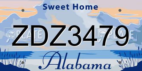 ZDZ3479 Alabama License Plate