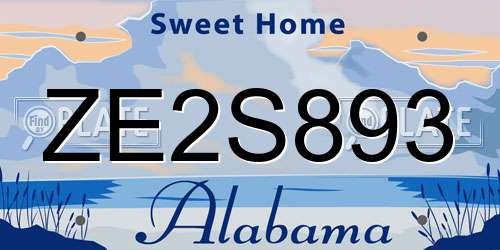ZE2S893 Alabama License Plate