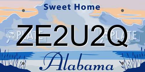 ZE2U2Q Alabama License Plate