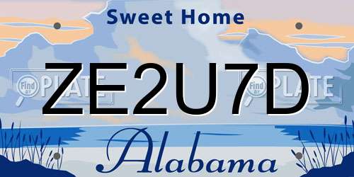 ZE2U7D Alabama License Plate