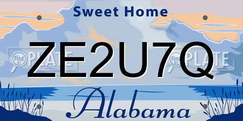 ZE2U7Q Alabama License Plate