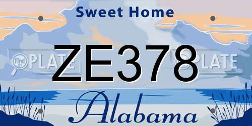 ZE378 Alabama License Plate