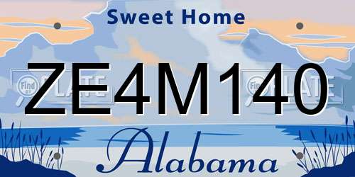 ZE4M140 Alabama License Plate