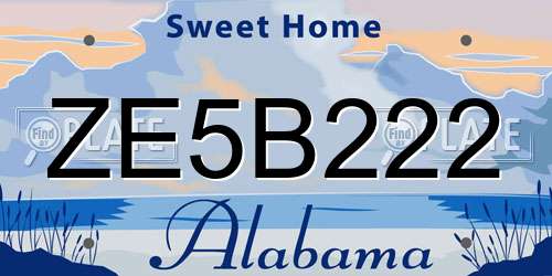 ZE5B222 Alabama License Plate