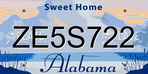 ZE5S722 Alabama License Plate