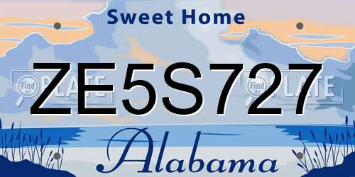 ZE5S727 Alabama License Plate