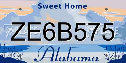 ZE6B575 Alabama License Plate