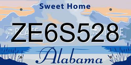 ZE6S528 Alabama License Plate
