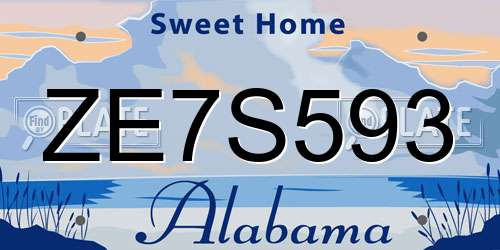 ZE7S593 Alabama License Plate