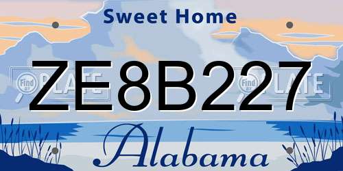 ZE8B227 Alabama License Plate