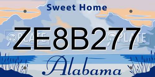 ZE8B277 Alabama License Plate