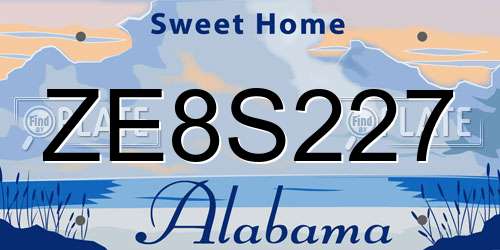 ZE8S227 Alabama License Plate