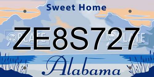 ZE8S727 Alabama License Plate