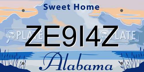 ZE9I4Z Alabama License Plate
