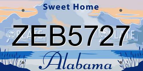 ZEB5727 Alabama License Plate