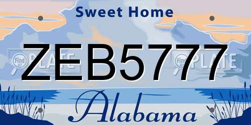 ZEB5777 Alabama License Plate
