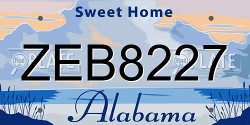ZEB8227 Alabama License Plate