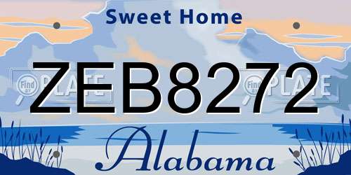 ZEB8272 Alabama License Plate