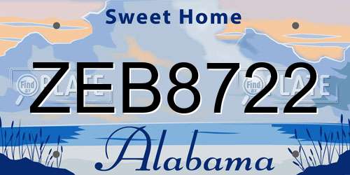 ZEB8722 Alabama License Plate