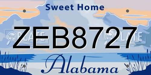 ZEB8727 Alabama License Plate