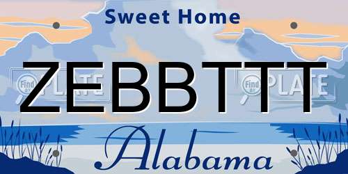 ZEBBTTT Alabama License Plate