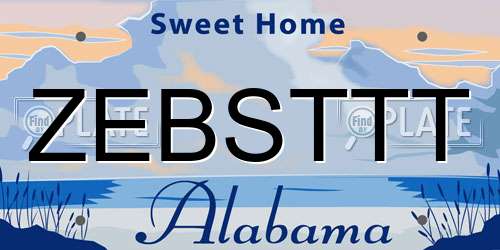 ZEBSTTT Alabama License Plate
