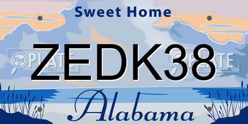 ZEDK38 Alabama License Plate