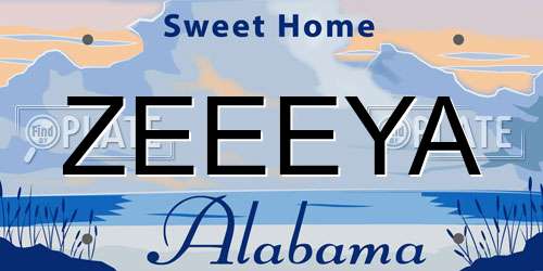 ZEEEYA Alabama License Plate