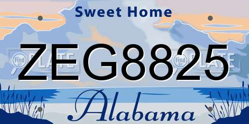 ZEG8825 Alabama License Plate