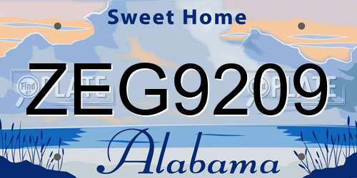 ZEG9209 Alabama License Plate