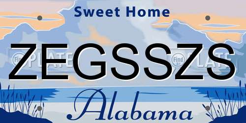 ZEGSSZS Alabama License Plate