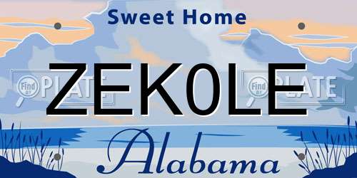 ZEK0LE Alabama License Plate