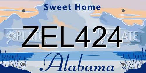 ZEL424 Alabama License Plate
