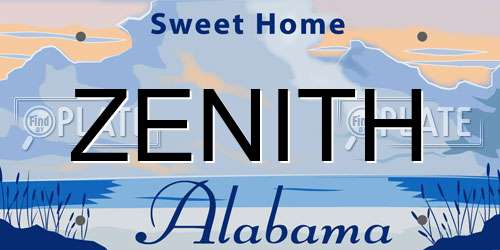 ZENITH Alabama License Plate