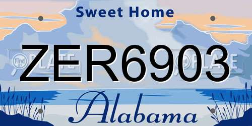 ZER6903 Alabama License Plate